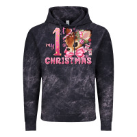 Cloud Black my first christmas pink reindeer Vintage Hoodie - MaliasSmallBusiness