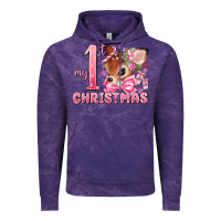 Cloud Purple my first christmas pink reindeer Vintage Hoodie - MaliasSmallBusiness