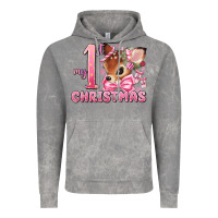 Cloud Rock my first christmas pink reindeer Vintage Hoodie - MaliasSmallBusiness