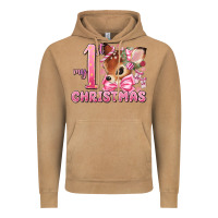 My First Christmas Pink Reindeer Vintage Hoodie | Teevron