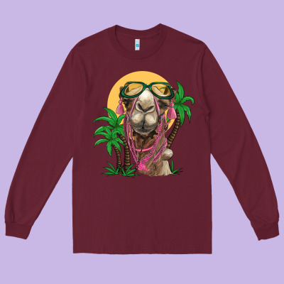 Camel With Oasis Long Sleeve Tee Designed By Barkaloodesign