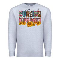 Heather Grey Nursing In My Heart Premium Sweatshirt - FaDigitalArtStudio
