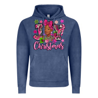Vintage Denim pink christmas joy black woman Vintage Hoodie - MaliasSmallBusiness