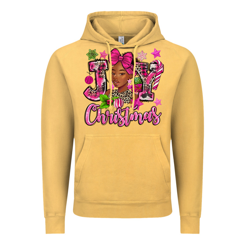 Pink Christmas Joy Black Woman Vintage Hoodie by MaliasSmallBusiness | Teevron