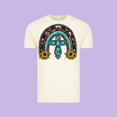 Cross Rainbow Vintage Tee Designed By Jahusdesignshop
