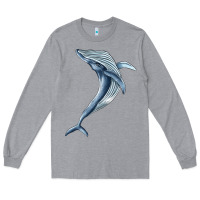 Heather Grey humpback whale jumping Long Sleeve Tee - BarkalooDesign