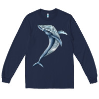 Navy humpback whale jumping Long Sleeve Tee - BarkalooDesign