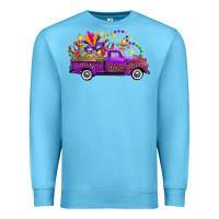 Ocean Blue Mardi Gras Leopard Truck Premium Sweatshirt - FaDigitalArtStudio
