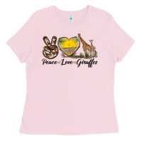 Bubblegum Pink Peace Love Giraffes Ladies Tee - LillyAllenDesigns