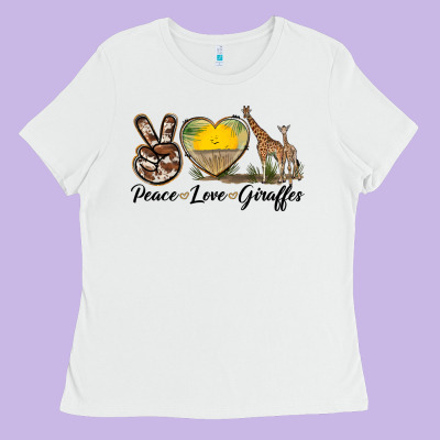 Peace Love Giraffes Ladies Tee Designed By Lillyallendesigns