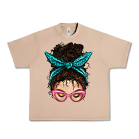 Burro Messy Curly Bun Mom With Leopard Bandana Urban Heavy Tee - BundleAndBundleShop