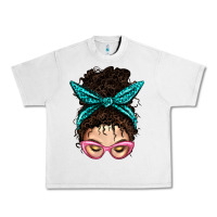 Lunar Rock Messy Curly Bun Mom With Leopard Bandana Urban Heavy Tee - BundleAndBundleShop