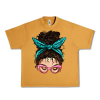Peanut Butter Messy Curly Bun Mom With Leopard Bandana Urban Heavy Tee - BundleAndBundleShop