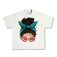 Pistachio Messy Curly Bun Mom With Leopard Bandana Urban Heavy Tee - BundleAndBundleShop