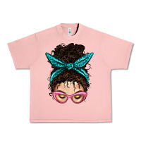 Salmon Messy Curly Bun Mom With Leopard Bandana Urban Heavy Tee - BundleAndBundleShop
