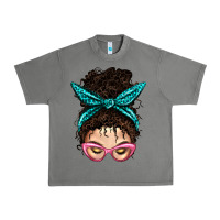 Tornado Messy Curly Bun Mom With Leopard Bandana Urban Heavy Tee - BundleAndBundleShop
