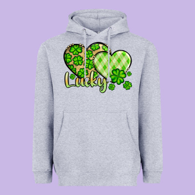 St. Patrick's Lucky Hearts Heavyweight Hoodie Designed By Oliviacreatesart