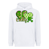 White St. Patrick's Lucky hearts Heavyweight Hoodie - OliviaCreatesArt