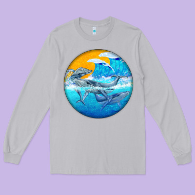Humpback Whale Long Sleeve Tee Designed By Barkaloodesign