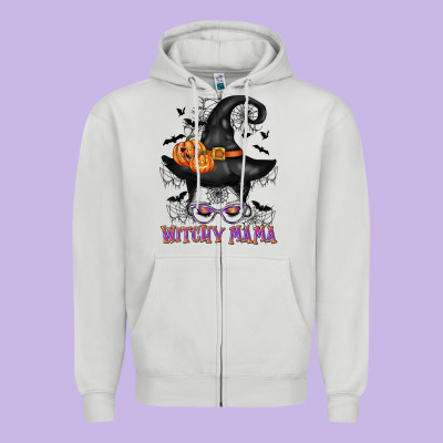 Witchy Mama Messy Bun Zipper Hoodie Designed By Cowgirlartshop