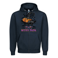 Navy witchy mama messy bun Zipper Hoodie - CowGirlArtShop