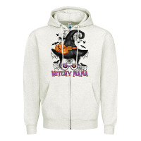 Oatmeal Heather witchy mama messy bun Zipper Hoodie - CowGirlArtShop
