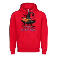 Red witchy mama messy bun Zipper Hoodie - CowGirlArtShop
