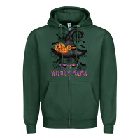 Sports Green witchy mama messy bun Zipper Hoodie - CowGirlArtShop