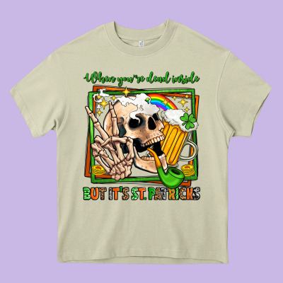 When You're Dead Inside But It's St Patricks Heavy Core Tee Designed By Jasminsmagicworld