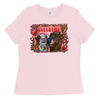 Bubblegum Pink Valentine heifers Ladies Tee - RanaPortraitStore