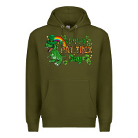 Army Green St. Patrick's Happy Pat T-Rex Day with rainbow Premium Hoodie - HowdyJamesFarm