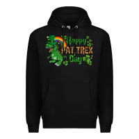 Black St. Patrick's Happy Pat T-Rex Day with rainbow Premium Hoodie - HowdyJamesFarm