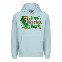 Blue Mist St. Patrick's Happy Pat T-Rex Day with rainbow Premium Hoodie - HowdyJamesFarm