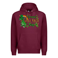 Burgundy St. Patrick's Happy Pat T-Rex Day with rainbow Premium Hoodie - HowdyJamesFarm