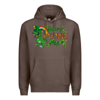 Coffee St. Patrick's Happy Pat T-Rex Day with rainbow Premium Hoodie - HowdyJamesFarm