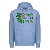 Colony Blue St. Patrick's Happy Pat T-Rex Day with rainbow Premium Hoodie - HowdyJamesFarm