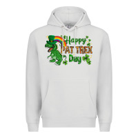 Dove Grey St. Patrick's Happy Pat T-Rex Day with rainbow Premium Hoodie - HowdyJamesFarm