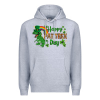 Heather Grey St. Patrick's Happy Pat T-Rex Day with rainbow Premium Hoodie - HowdyJamesFarm