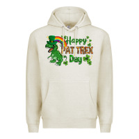 Oatmeal Heather St. Patrick's Happy Pat T-Rex Day with rainbow Premium Hoodie - HowdyJamesFarm