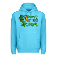 Ocean Blue St. Patrick's Happy Pat T-Rex Day with rainbow Premium Hoodie - HowdyJamesFarm