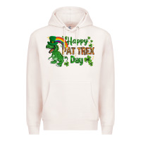 Pale Pink St. Patrick's Happy Pat T-Rex Day with rainbow Premium Hoodie - HowdyJamesFarm