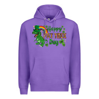 Purple St. Patrick's Happy Pat T-Rex Day with rainbow Premium Hoodie - HowdyJamesFarm