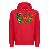 Red St. Patrick's Happy Pat T-Rex Day with rainbow Premium Hoodie - HowdyJamesFarm