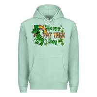 Seafoam St. Patrick's Happy Pat T-Rex Day with rainbow Premium Hoodie - HowdyJamesFarm