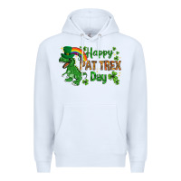White St. Patrick's Happy Pat T-Rex Day with rainbow Premium Hoodie - HowdyJamesFarm