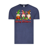 Vintage Denim merry christmas gnomes Vintage Tee - MaliasSmallBusiness