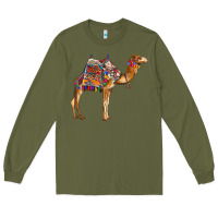 Army Green camel with colorful saddle Long Sleeve Tee - BarkalooDesign