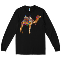 Black camel with colorful saddle Long Sleeve Tee - BarkalooDesign