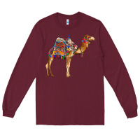 Burgundy camel with colorful saddle Long Sleeve Tee - BarkalooDesign