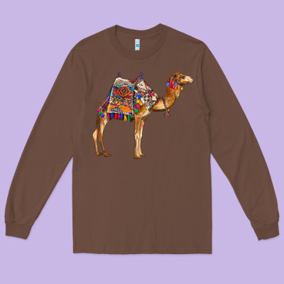 Camel With Colorful Saddle Long Sleeve Tee Designed By Barkaloodesign
